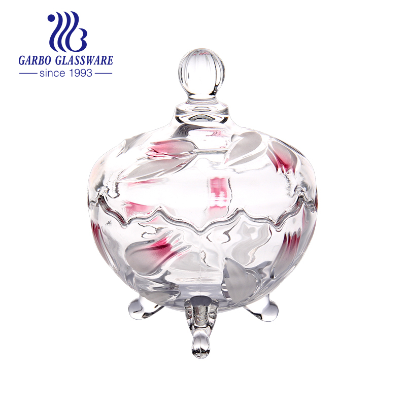 Glass Candy Jar, crystal glass sugar bowl, decorative glass candy jar classic glassware for home restaurant using with quality