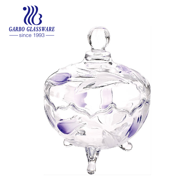 Glass Candy Jar, crystal glass sugar bowl, decorative glass candy jar classic glassware for home restaurant using with quality