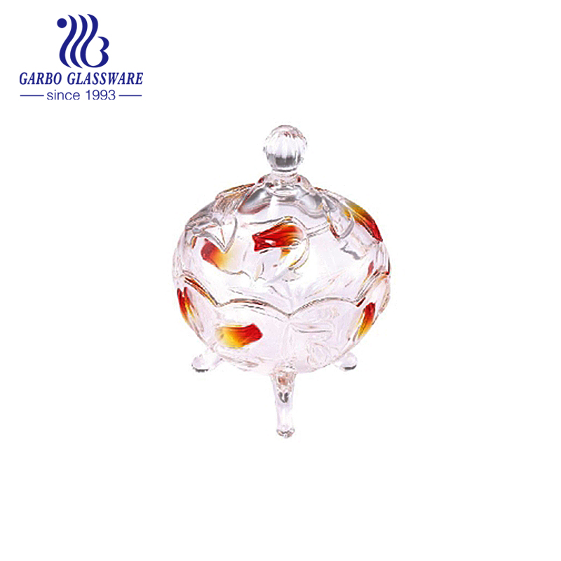 Glass Candy Jar, crystal glass sugar bowl, decorative glass candy jar classic glassware for home restaurant using with quality