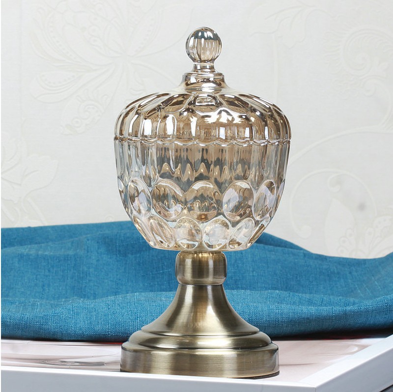 Glass Candy Jar with Lid - Glass Candy Dish Bowl Ideal For Home, Office and Party - Decorative Weddings Candy Buffet Jar