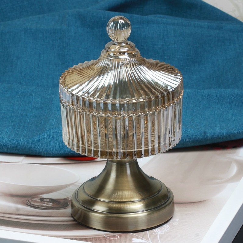 Glass Candy Jar with Lid - Glass Candy Dish Bowl Ideal For Home, Office and Party - Decorative Weddings Candy Buffet Jar