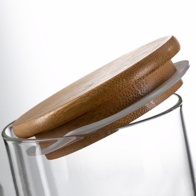 Glass Canister With Bamboo Lids, Kitchen Storage Canisters, Glass Jar