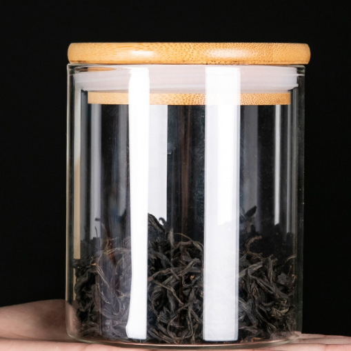 Glass Canister With Bamboo Lids, Kitchen Storage Canisters, Glass Jar