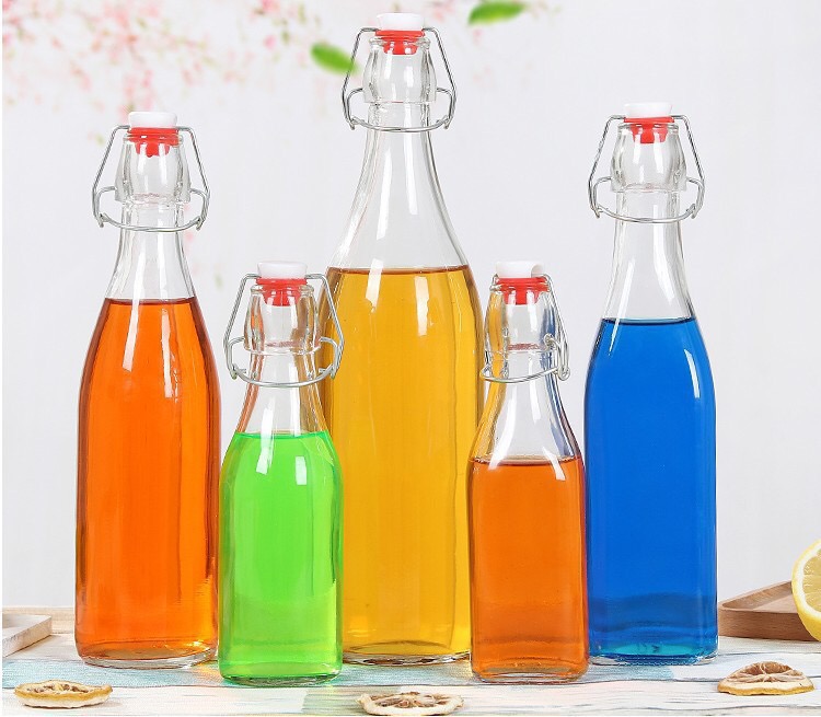 Glass Carafe Swing Top Bottles with Airtight Lids for Oil, Vinegar,Beer, Water, Kombucha, Kefir, Soda