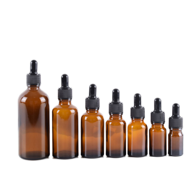 Glass Clear/Amber Essential Oil Bottle Glass Dropper Bottle With Gold Cap For Aroma Perfume Oil