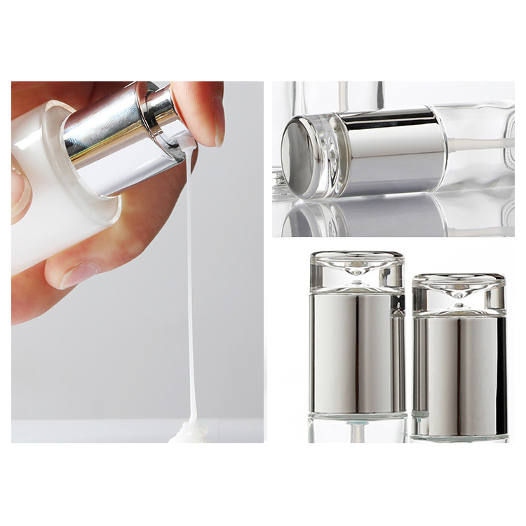 Glass Container Empty Packaging Cream Oil Cosmetic Dropper Bottle With Aluminum Caps