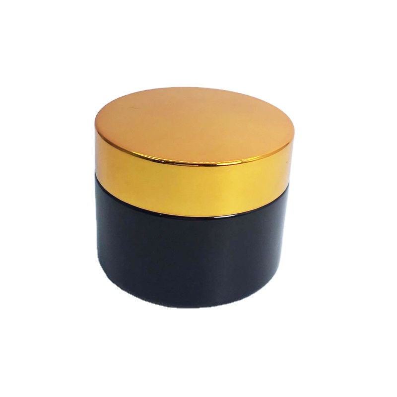 Glass Cosmetic Cream Pot Face Cream Lip Balm Black Frosted Glass Jars for Skin Care 50g