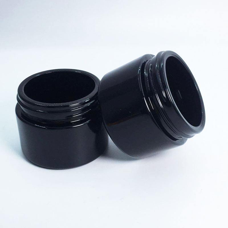 Glass Cosmetic Cream Pot Face Cream Lip Balm Black Frosted Glass Jars for Skin Care 50g