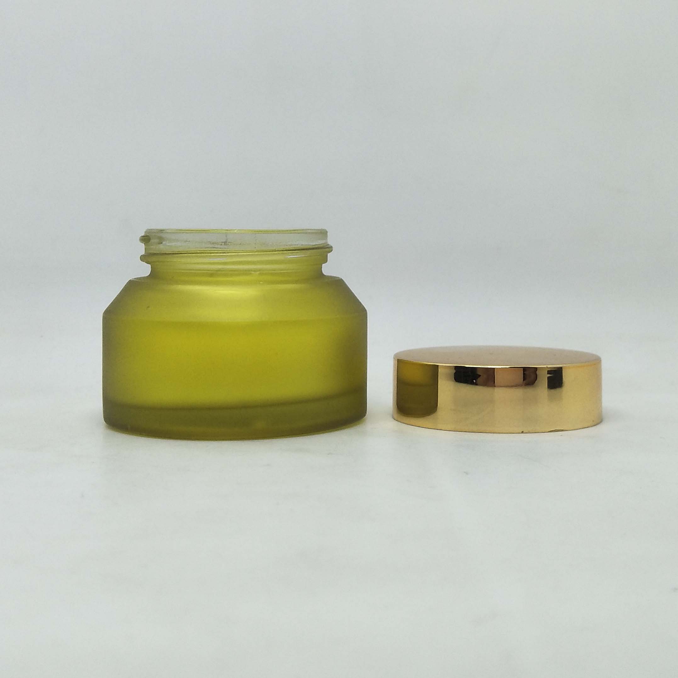 Glass Cosmetic Jar Slant Shoulder Luxury green eye cream jars 15g 30g 50g 100g