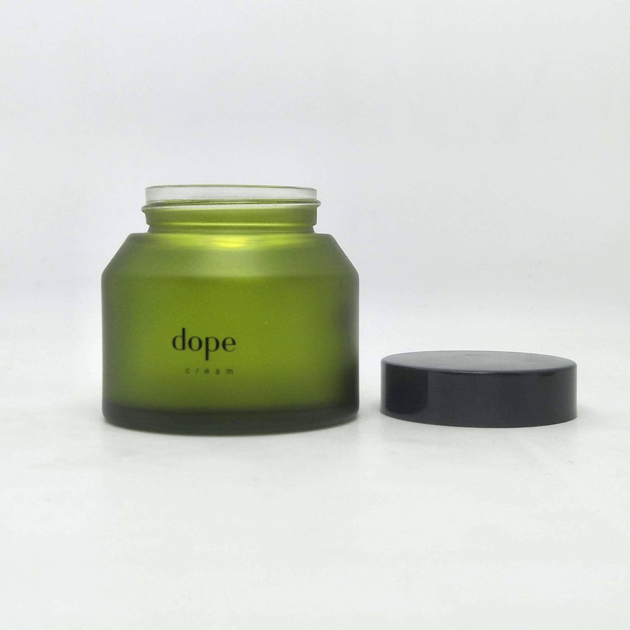 Glass Cosmetic Jar Slant Shoulder Luxury green eye cream jars 15g 30g 50g 100g