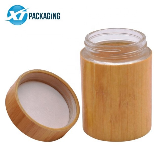 Glass Cosmetic Jars Biodegradable 4oz 6oz Eco-friendly Organic Bamboo