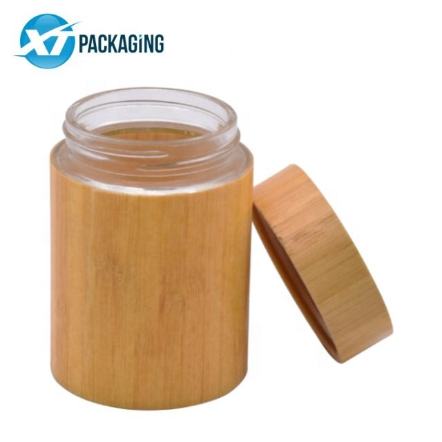 Glass Cosmetic Jars Biodegradable 4oz 6oz Eco-friendly Organic Bamboo