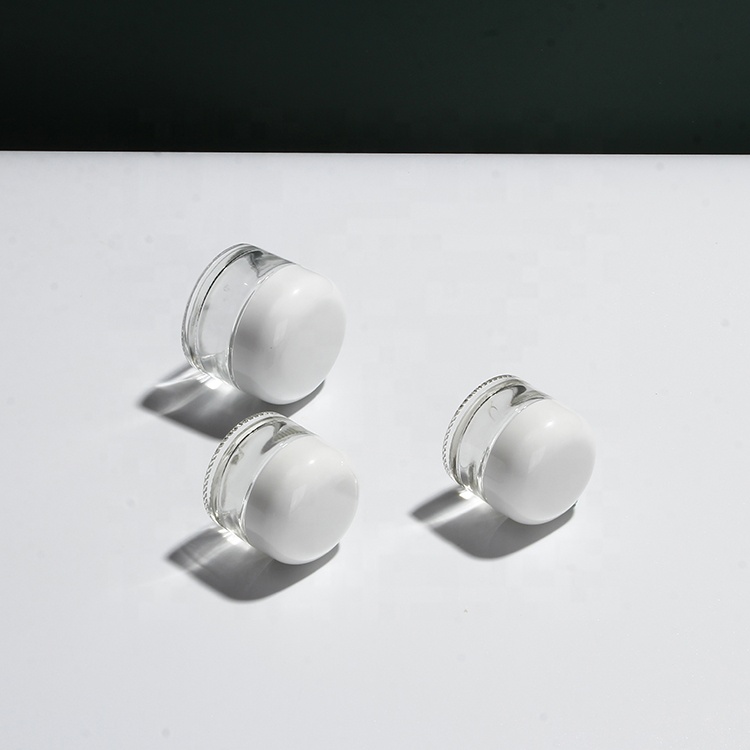 Glass Cream Jars Empty Refillable Cosmetic Container Bottles Glass Cosmetic Sample Jars with lids for Face Cream
