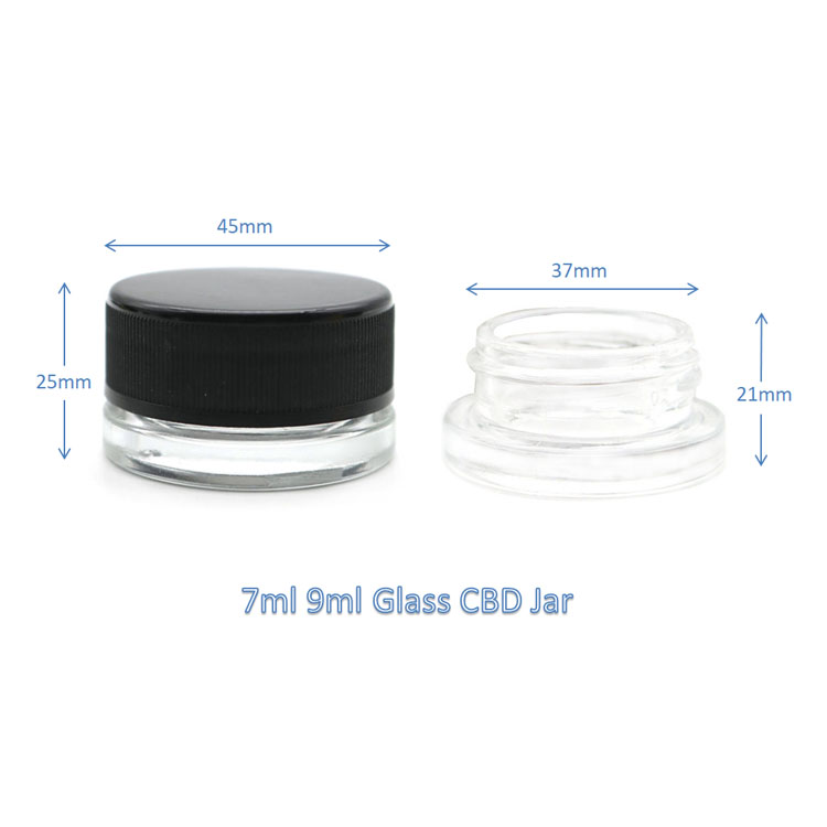 Glass Dab Concentrate 0.24 oz (7 ml) Clear Glass Thick Wall Jars with Child-Resistant Capable Caps
