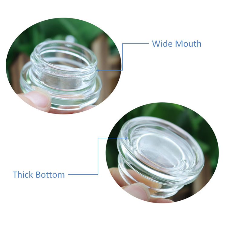 Glass Dab Concentrate 0.24 oz (7 ml) Clear Glass Thick Wall Jars with Child-Resistant Capable Caps