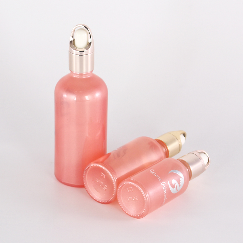 Glass Dropper Bottles Cylinder customized color empty 15ml pink color glass dropper bottle essential oil bottle