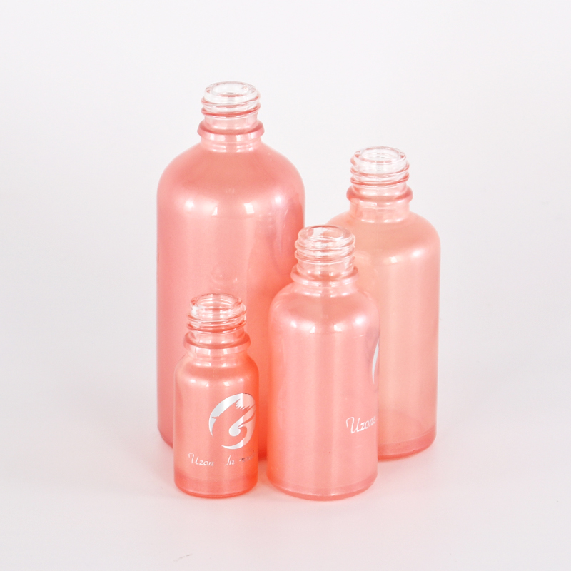 Glass Dropper Bottles Cylinder customized color empty 15ml pink color glass dropper bottle essential oil bottle
