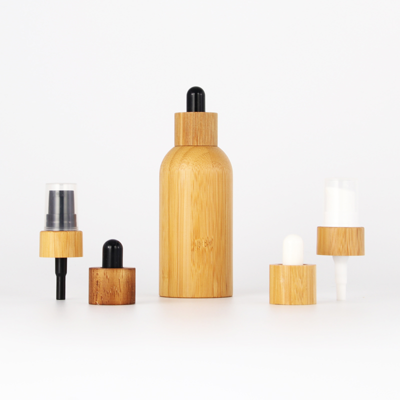 Glass Dropper Bottles Essential oil glass bottle cosmetic emulsion dropper bottle with full bamboo covered