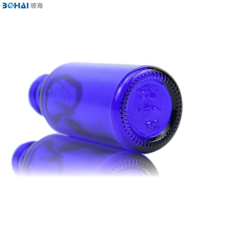 Glass Essence Oil Bottle 15ml 0.5oz Blue Essential Oil Screen Printing Personal Care CROWN Cap with Screw Goldcap