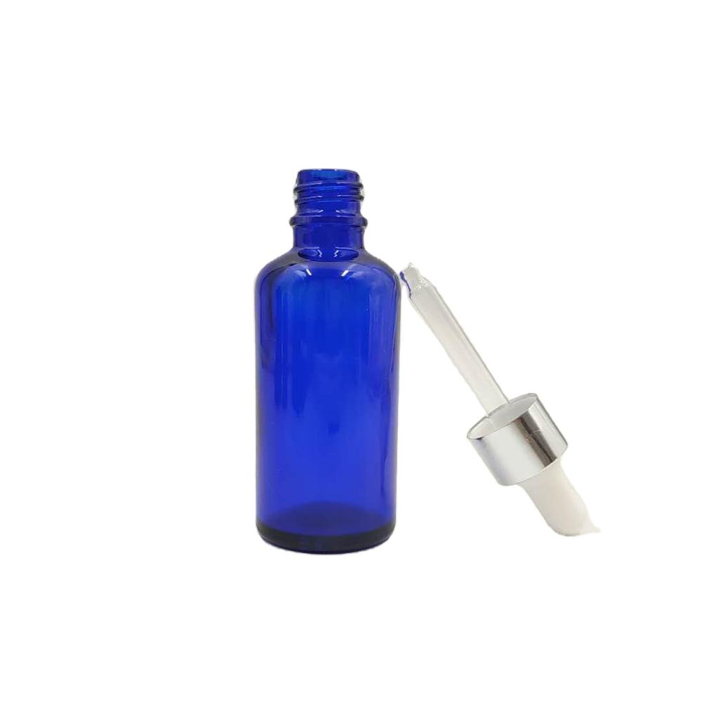 Glass Essential Oil Dropper Bottle with Dropper Blue Retro Screen Printing Personal Care Design High Quality 30ml