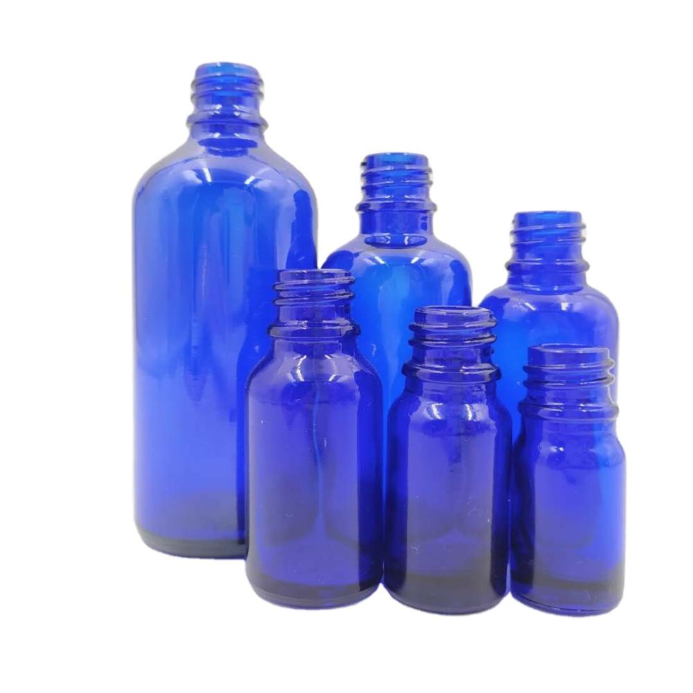 Glass Essential Oil Dropper Bottle with Dropper Blue Retro Screen Printing Personal Care Design High Quality 30ml