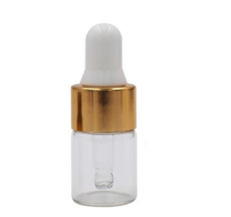 Glass Essential Oil Dropper Bottles Clear Mini 1ml/2ml/3ml Perfume Dropping Bottle Cosmetic Sample Vials with Gold Cap