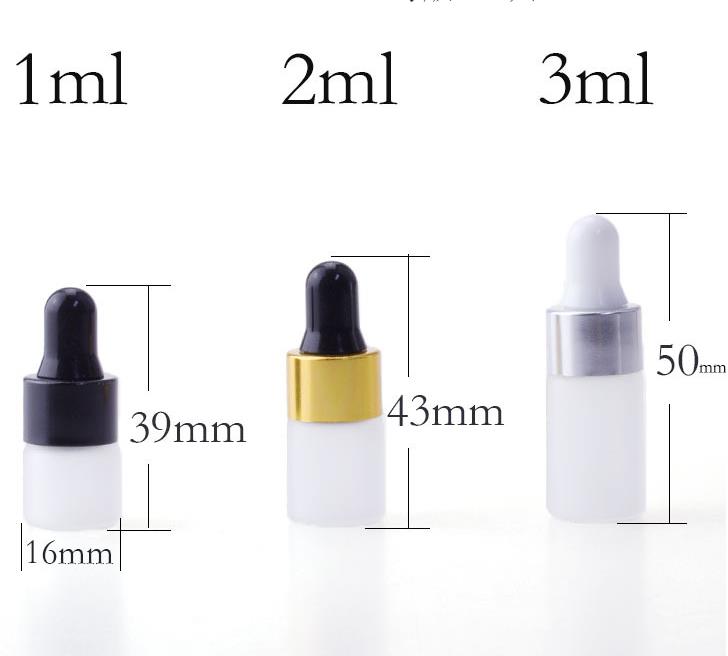 Glass Essential Oil Dropper Bottles Clear Mini 1ml/2ml/3ml Perfume Dropping Bottle Cosmetic Sample Vials with Gold Cap