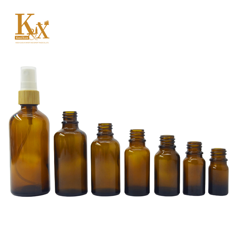 Glass Essential Oil Spray Bottle Amber PUMP Sprayer Screen Printing Personal Care Customized Logo Glass+bamboo