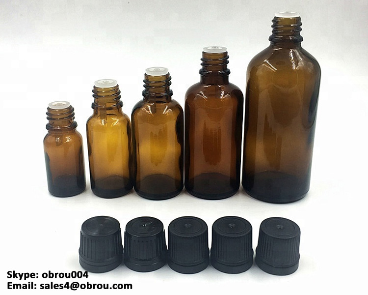 Glass Euro Dropper Bottles 15 mL 10ml 30ml 50ml Amber Glass Bottles with Orifice Reducer and Tamper-Evident Cap