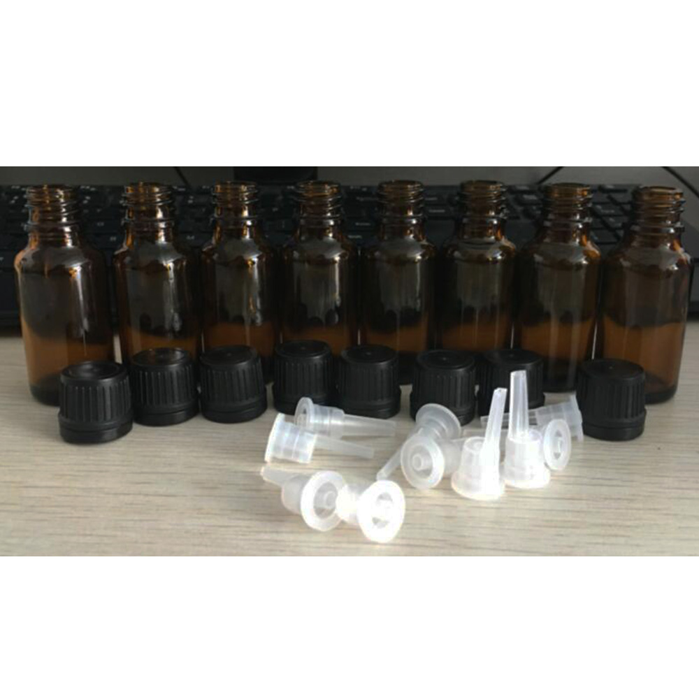 Glass Euro Dropper Bottles 15 mL 10ml 30ml 50ml Amber Glass Bottles with Orifice Reducer and Tamper-Evident Cap