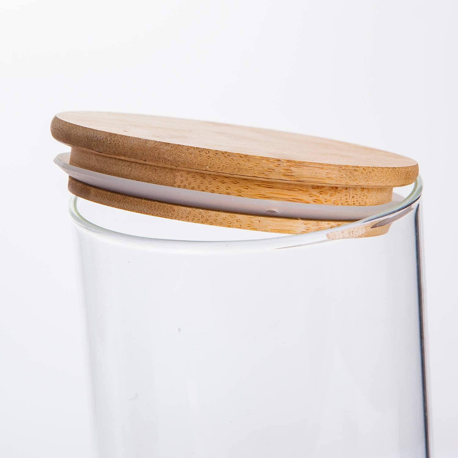Glass Food Storage Containers Set Airtight Food Jars with Bamboo Wooden Lids Set of 5 Kitchen Canisters