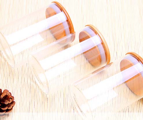Glass Food Storage Jar With Bamboo Lid Airtight Canisters For Kitchen Container With Cover For Tea Coffee Candy Spice Grains