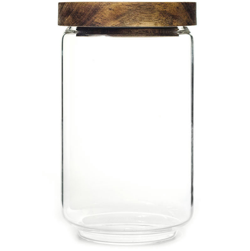 Glass Food Storage Jar with Lid Kitchen Container with Bamboo Cover for Serving Tea, Coffee, Spice and More