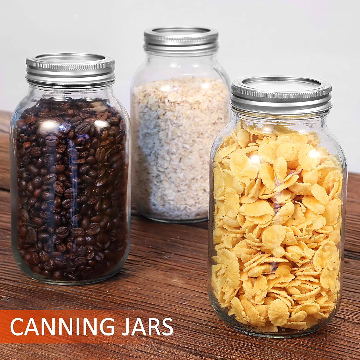 Glass Food Storage Jars Containers Glass Cookies Jars with Airtight Bamboo Lid Set