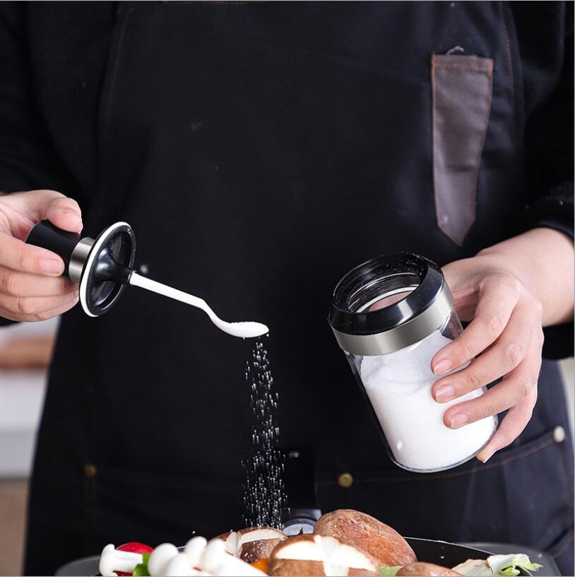 Glass Integrated Spice Bottles Jars Seasoning Spoon Oil Brush Honey Bar Lid Seal Sauce Kitchen Storage Boxes Organization Items