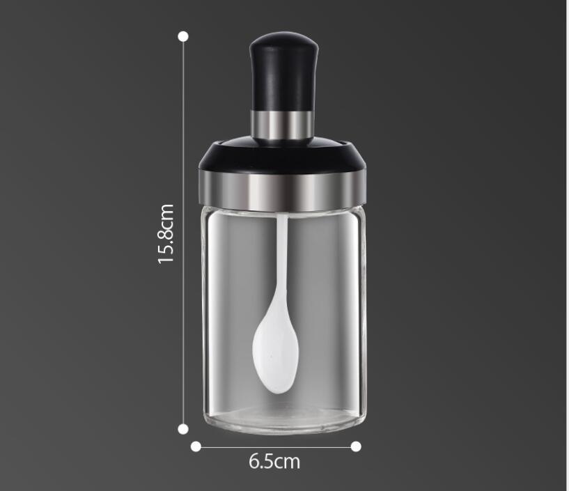 Glass Integrated Spice Bottles Jars Seasoning Spoon Oil Brush Honey Bar Lid Seal Sauce Kitchen Storage Boxes Organization Items