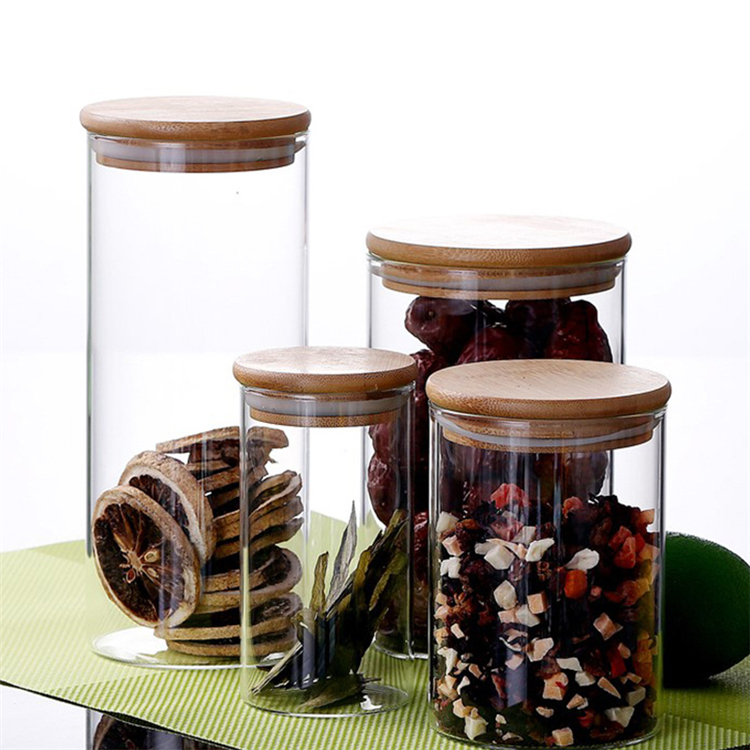 Glass Jar Airtight Kitchen Storage Organizer Glass Storage Jars With Acacia Lids