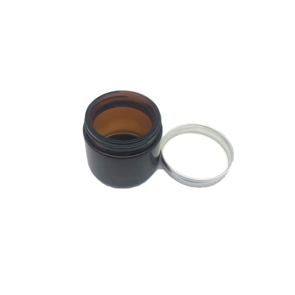 Glass Jar Amber with Aluminum Skin Care Cream Screen Printing Personal Care CROWN Cap Lid for Cream Jar 60g Round Shape