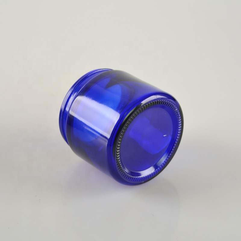 Glass Jar Blue for Cream with Aluminium Lid Glass Bottle and Plastic Cap Screw Cap Skin Care Cream Personal Skincare Cream Uzone