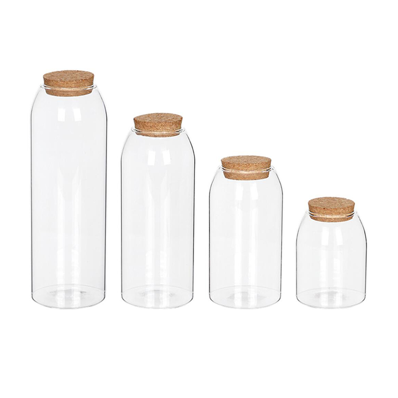 Glass Jar Borosilicate Canister with Cork Stopper Lid Airtight Container Cookie Candy Spice Tea Cereal Storage