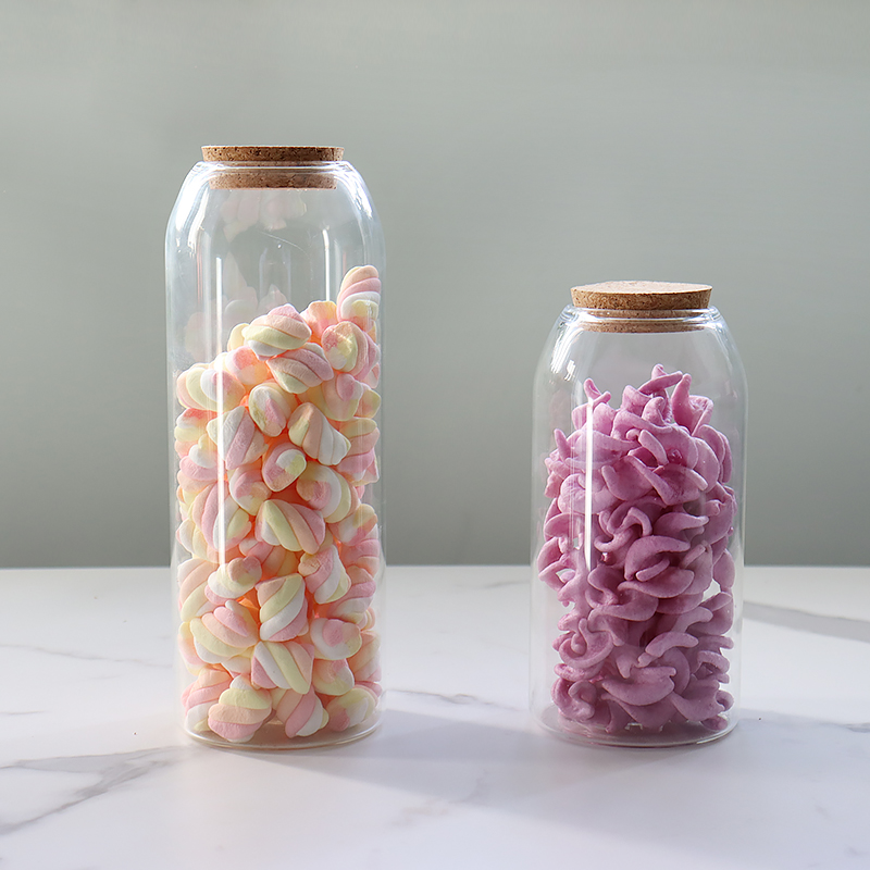 Glass Jar Borosilicate Canister with Cork Stopper Lid Airtight Container Cookie Candy Spice Tea Cereal Storage