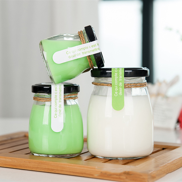 Glass Jar Factory Sales 50ml 100ml 200ml Glass Pudding Jam Candy Yogurt and Mouse Jar With Metal Lid