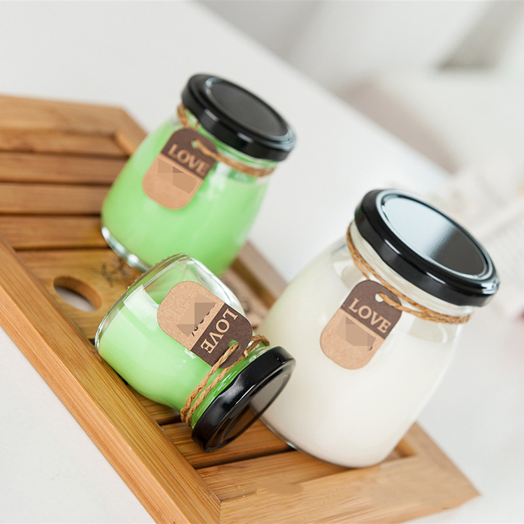 Glass Jar Factory Sales 50ml 100ml 200ml Glass Pudding Jam Candy Yogurt and Mouse Jar With Metal Lid