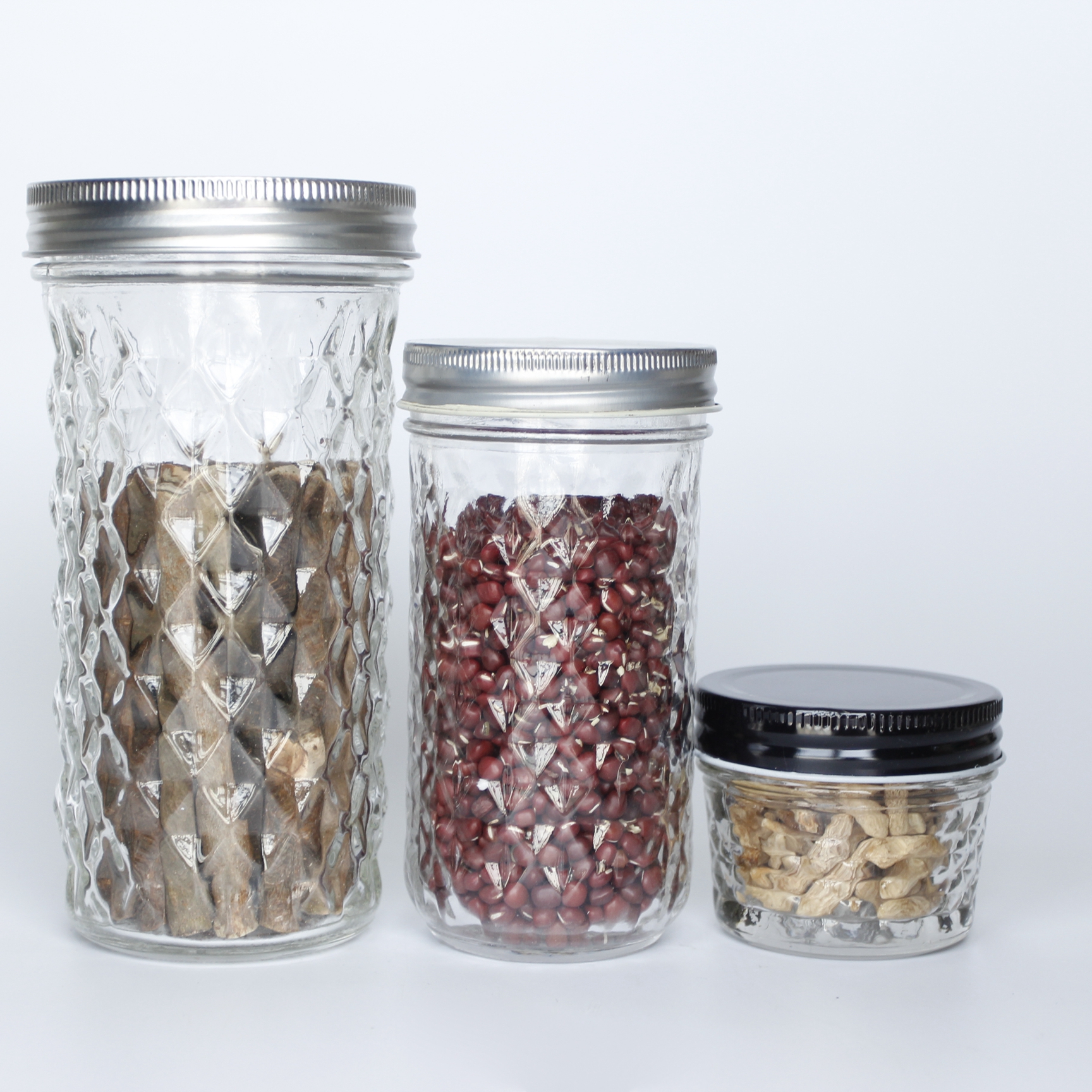 Glass Jar For Milkshake Glass Beverage Ribbed Jar with Screw Metal Lid