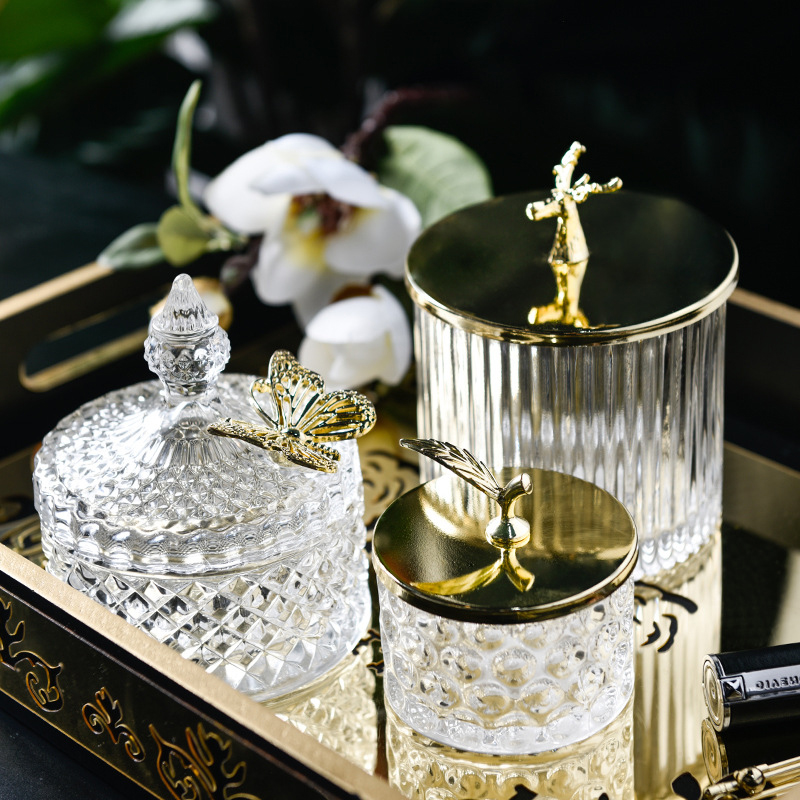 Glass Jar Gold Lid Wholesale Home Decor Small Clear Candy Cookie Luxury Empty Mason Storage Containers Bottle Glass Jar In Bulk