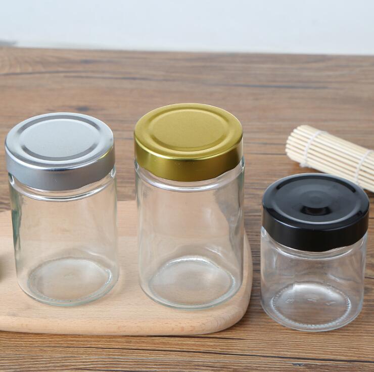 Glass Jar Honey Packing Bottle Jam Jar Candy Bottle Glass Storage Bottle with Silver Lids