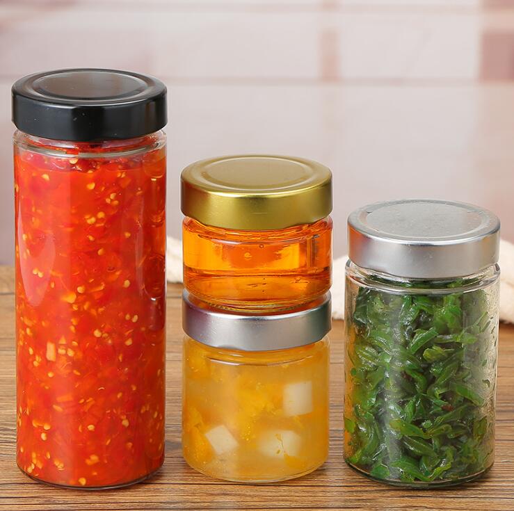 Glass Jar Honey Packing Bottle Jam Jar Candy Bottle Glass Storage Bottle with Silver Lids
