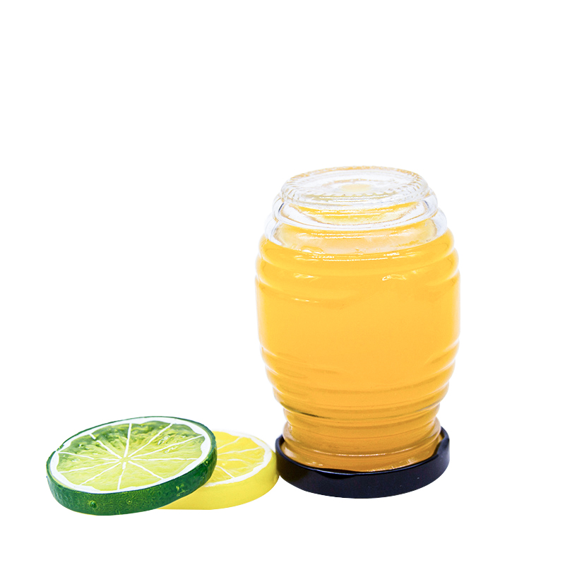 Glass Jar Metal Lid 180ml 380ml glass honey bee storage jar