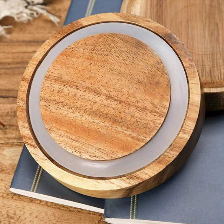 Glass Jar Sealed Bottle Tea Dry Goods Storage Jar Acacia Wood Cover Glass Storage Jar