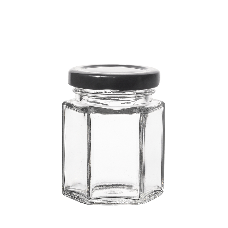 Glass Jar Supplier High Quality Flint Hexagonal Screw Top Empty Glass Jam Jar